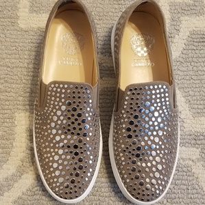 Vince Camuto tan Kindra studded slip on sneaker
